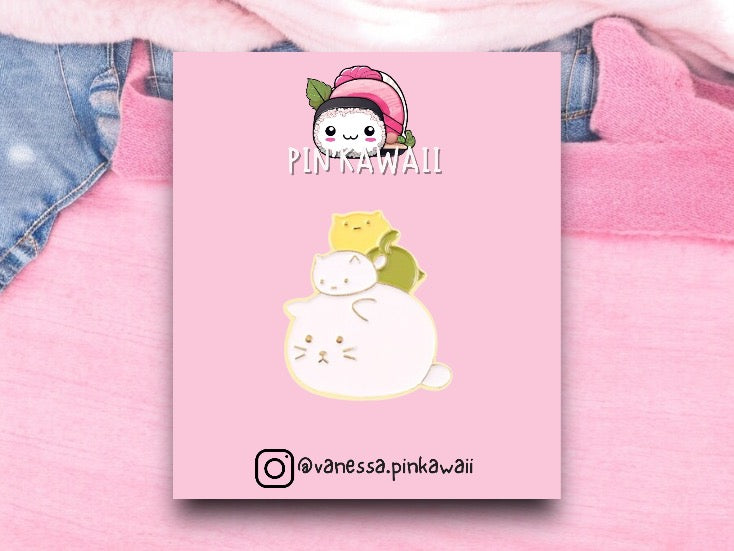 Pin's Broche Email | Animaux Empilées | Pile de chat, Tortue, Poussin | Kawaii | Fun | Humour