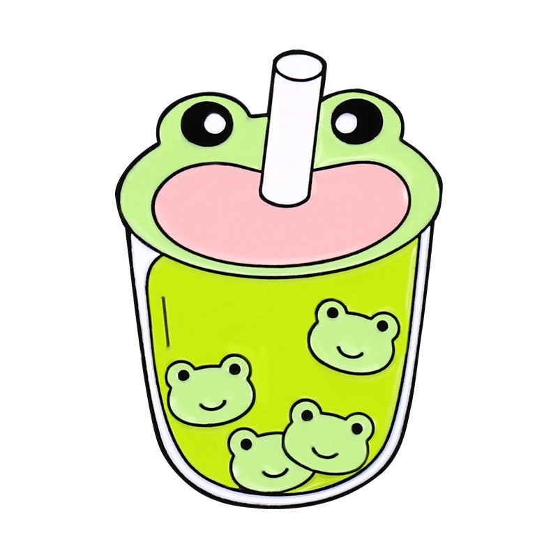 Pin's Broche Email | Boisson Smootie | Sirop | Grenouille | Kawaii | Fun | Humour