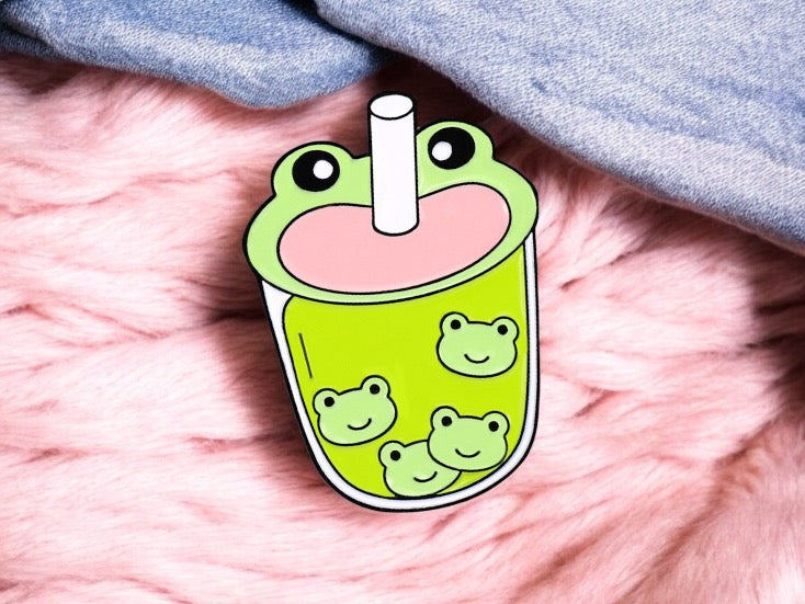 Pin's Broche Email | Boisson Smootie | Sirop | Grenouille | Kawaii | Fun | Humour