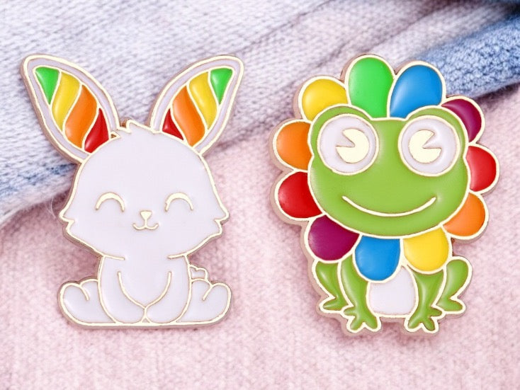 E-Mail-Brosche | Kaninchen oder Frosch | Regenbogen | Regenbogen | Kawaii | Spaß | Humor