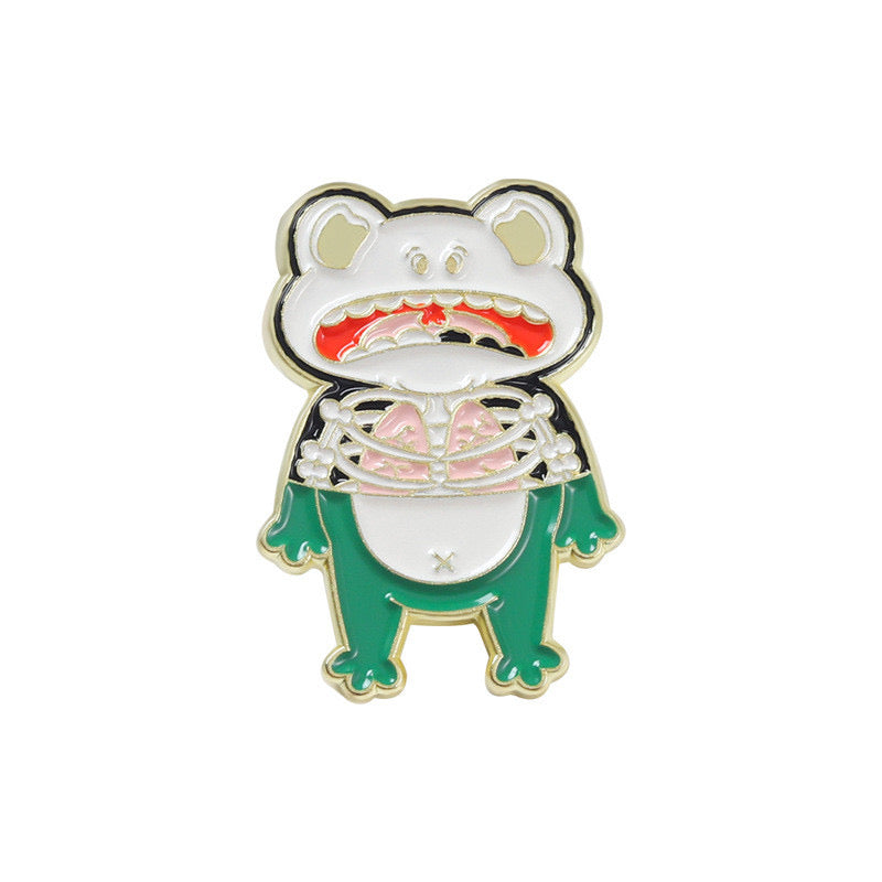 Pin's Broche Email | Grenouille Lapin | Moitié Squelette | Grenouille | Kawaii | Fun | Humour