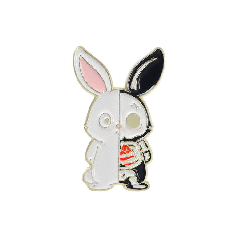 Pin's Broche Email | Grenouille Lapin | Moitié Squelette | Grenouille | Kawaii | Fun | Humour