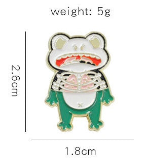 Pin's Broche Email | Grenouille Lapin | Moitié Squelette | Grenouille | Kawaii | Fun | Humour