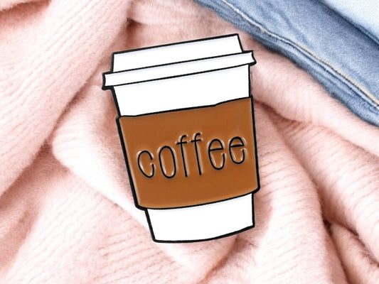 Pin's Broche Email | Thermos de Café | Coffee | Marron et Blanc | Mignon |Kawaii | Fun | Humour