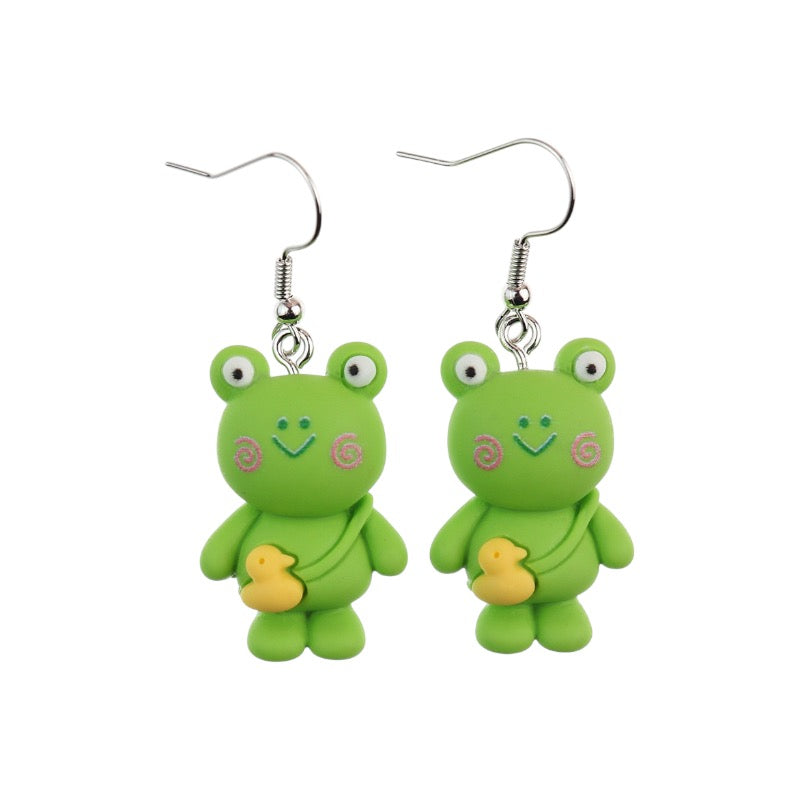 Ohrringe | Tropfenohrringe | Froschtasche Ente | Kawaii | Süßes Harz