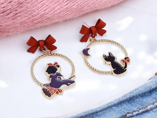 Earrings | Drop earrings | Kiki The Little Witch | Kiki and Jiji | Gold Plated Copper