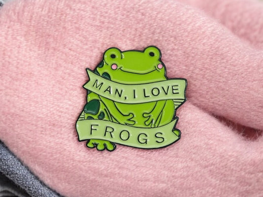 Email Brooch Pin | Man I love Frog | I like Frogs | Frog | Kawaii | Fun | Humor