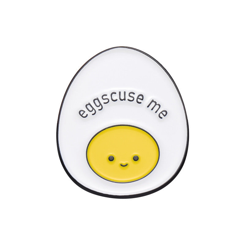 Pin's Broche Email | Oeuf au Plat ou Dur | Oeuf Alimentaire | Kawaii | Fun | Humour Jeu de Mot