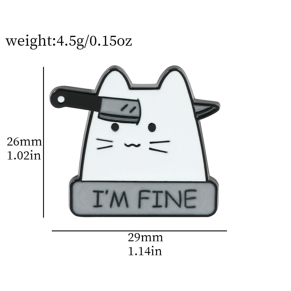 E-Mail-Brosche | Katzenmesser Mir geht es gut | Katze | Süß Niedlich | Humor-Spaß | Kawaii