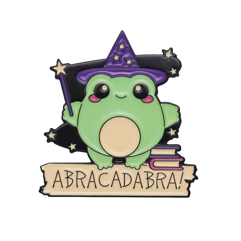 Pin's Broche Email | Grenouille Sorcier | Chapeau de Sorcier | Magie Abracadabra | Kawaii | Fun | Humour