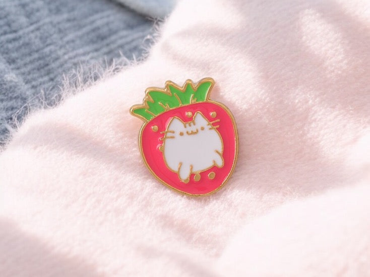 Pin's Broche Email | Chat Kawaii | Fraise | Kawaii | Fun | Humour