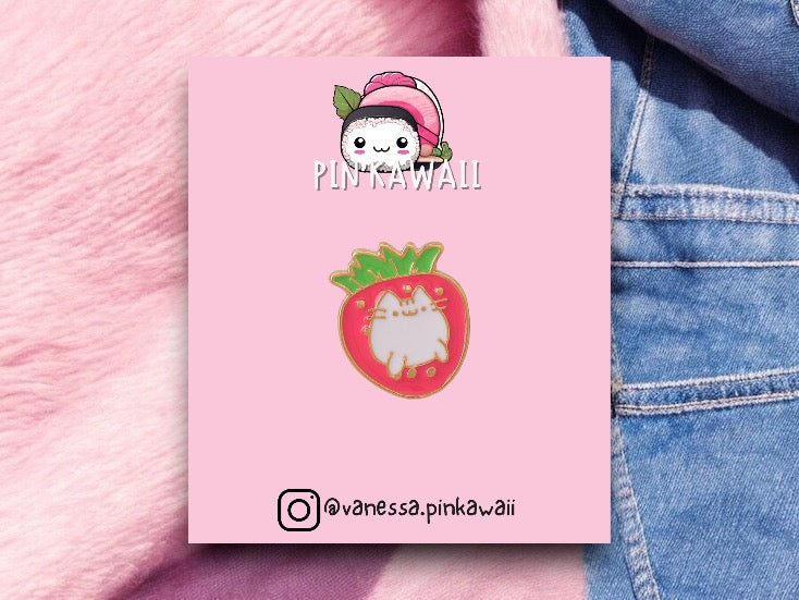 Pin's Broche Email | Chat Kawaii | Fraise | Kawaii | Fun | Humour