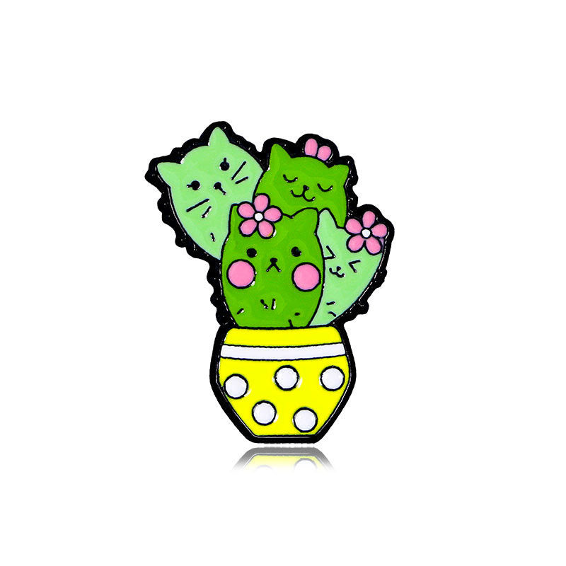 Pin's Broche Email | Mignon Cactus Chat | Kawaii | Fun Humour Pot de Fleur Cactés