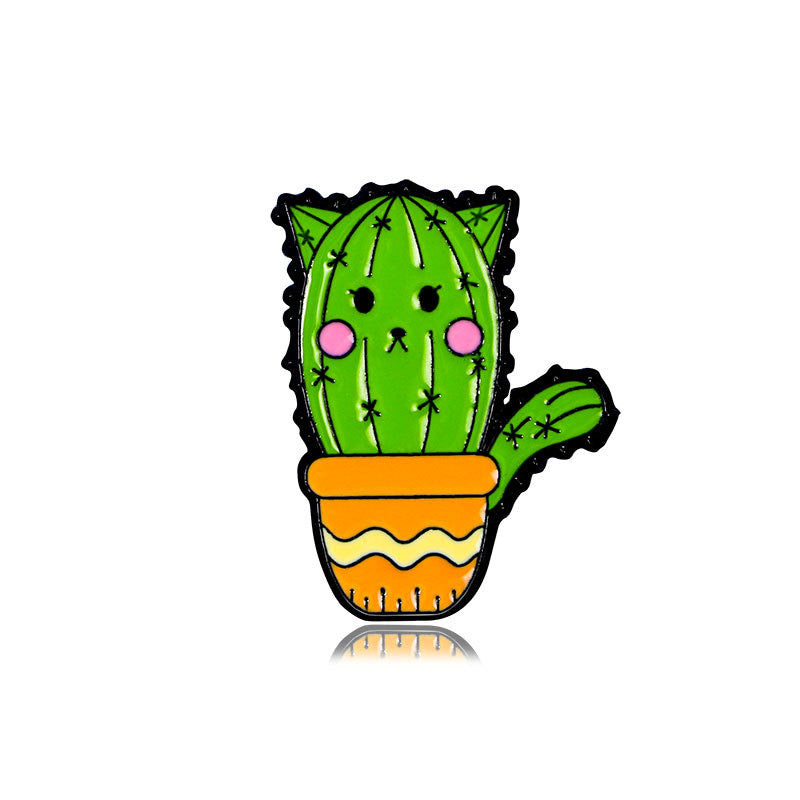 Pin's Broche Email | Mignon Cactus Chat | Kawaii | Fun Humour Pot de Fleur Cactés