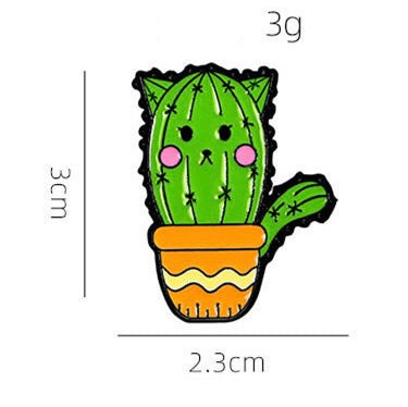 Pin's Broche Email | Mignon Cactus Chat | Kawaii | Fun Humour Pot de Fleur Cactés