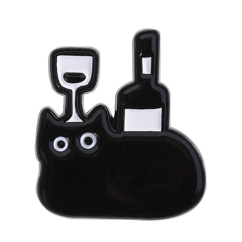 Pin's Broche Email | Chat Verre de Vin | Chat | Cute Mignon | Humour Fun Amoureux de Vin | Kawaii