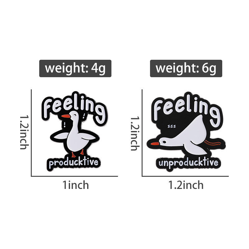 Pin's Broche Email | Canard Productif ou Non | Energie | Humour | Mignon | Fun | Kawaii