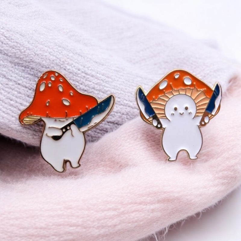 Pin's Broche Email | Champignon Couteau | Humour | Mignon | Fun | Kawaii