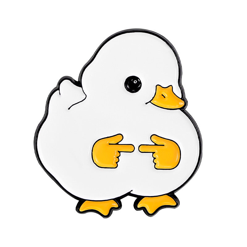 Pin's Broche Email | Canard Doigt qui se touche | Humour | Mignon | Fun | Kawaii
