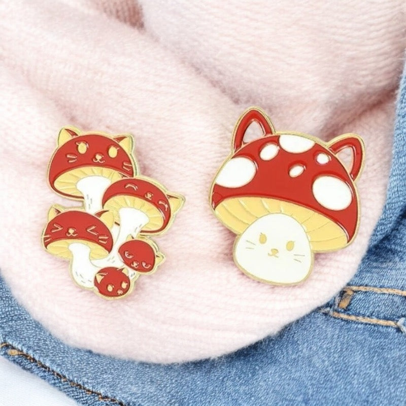 Pin's Broche Email | Champignon Chat | Mignon | Kawaii | Fun | Humour