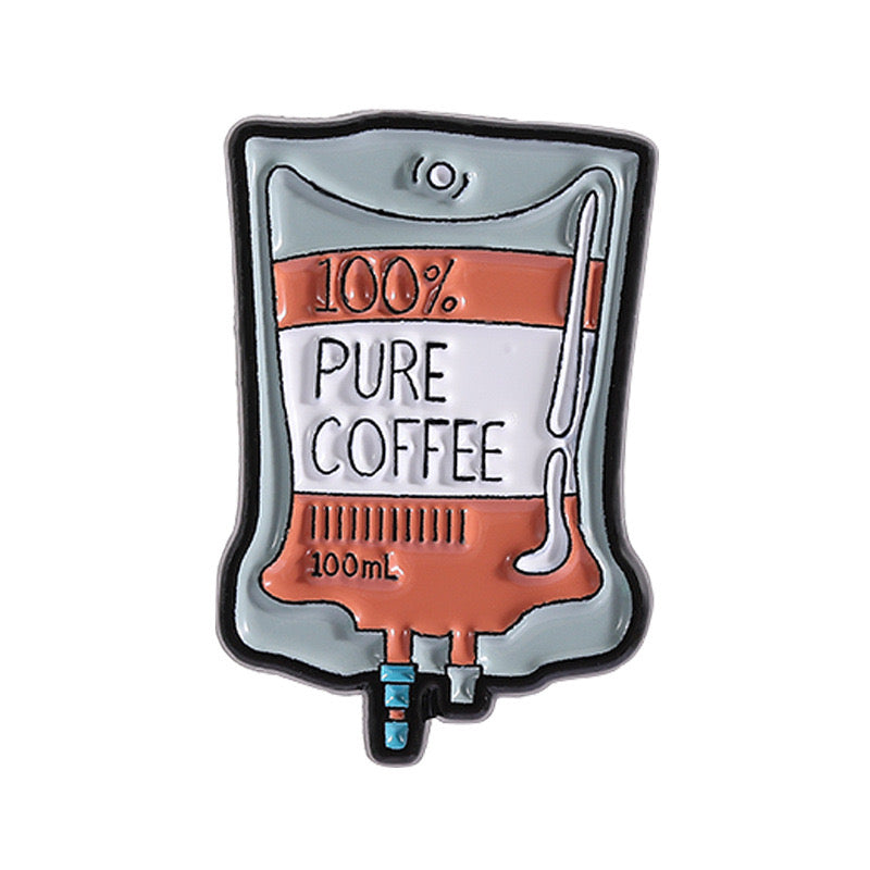 Pin's Broche Email | Perfusion de Café | Coffee | 100% Café | Mignon |Kawaii | Fun | Humour