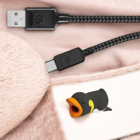 USB Cable or Mobile Charger Protection | Anti-Break Sleeve | Protection Device | Penguin | Cute Animals | Silicone