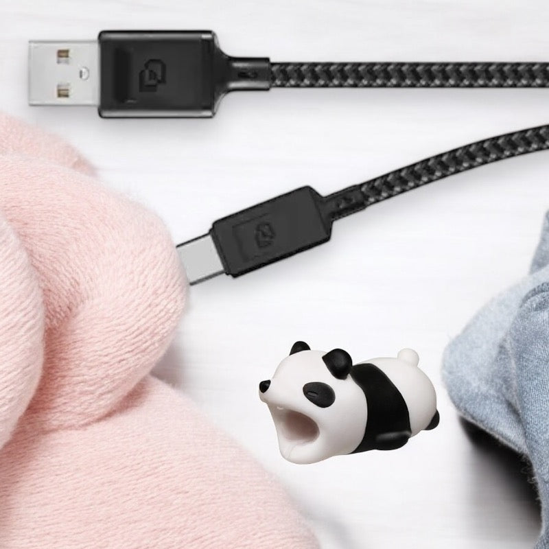 Schutz für USB-Kabel oder mobiles Ladegerät | Bruchsichere Hülse | Schutzvorrichtung | Panda | Niedliche Tiere | Silikon