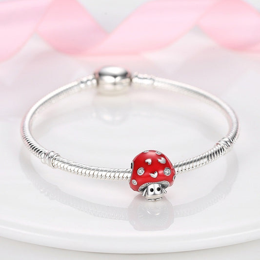 Pendentifs de Collier ou Bracelet | Charms |  Rouge Mignon Petit Champignon Kawaii | Argent 925