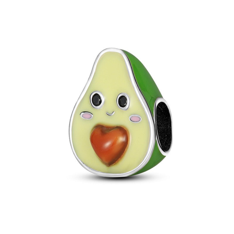 Halsketten- oder Armbandanhänger | Charms | Süße kleine Kawaii Avocado | Silber 925