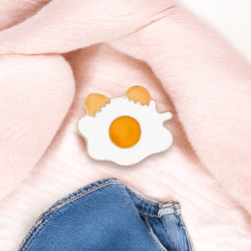 Pin's Broche Email | Oeuf au Plat | Oeuf Alimentaire | Kawaii | Fun | Humour