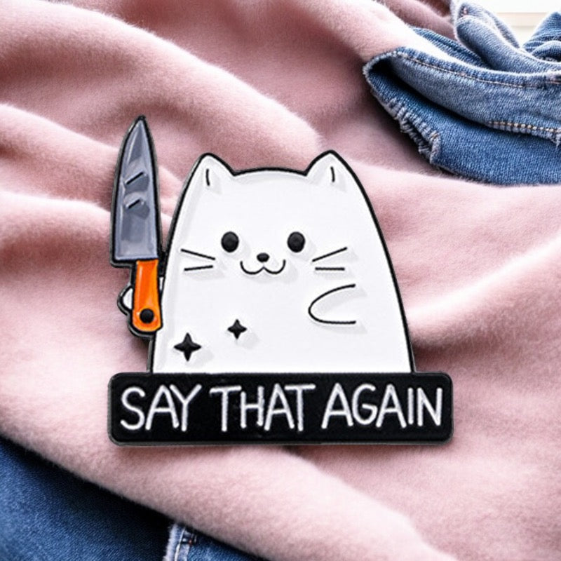 Email Brooch Pin | Cat Fire Everything Fine | Cat | Cute Cute | Humor Fun | Kawaii