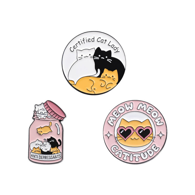 E-Mail-Brosche | Cartoon-Katzen-Humor | Rosa Girly Feminin | Katzenliebhaber | Kawaii | Niedlich