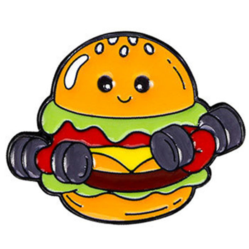 Pin's Broche Email | Glace Hamburger ou Donut | Culturiste Musculation | Kawaii | Fun | Humour