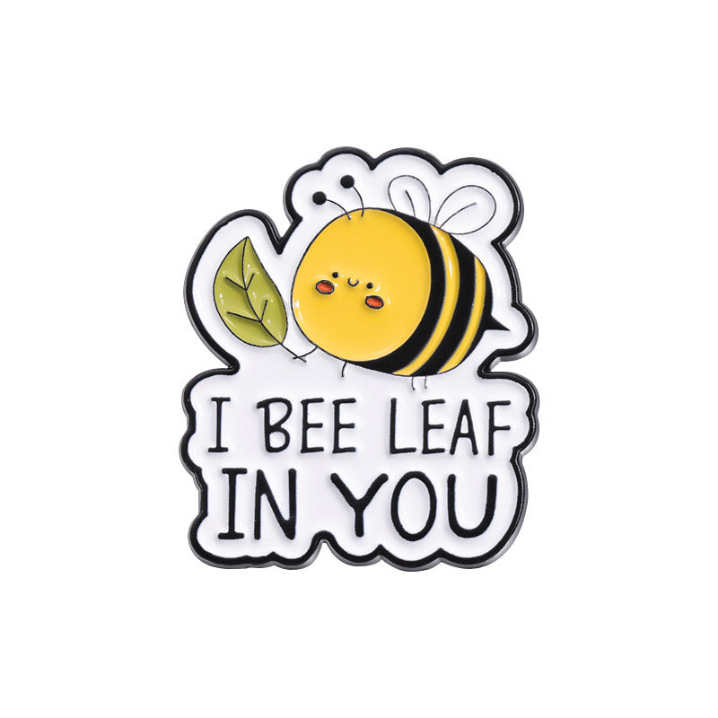 Pin's Broche Email | Dessin Animé Abeille | Jeu de Mots Bee Mine, Let it Bee | Kawaii | Mignon Humour Fun