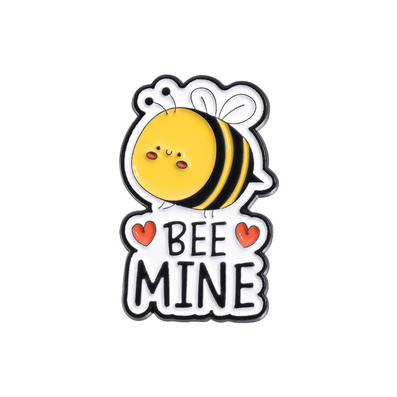 Pin's Broche Email | Dessin Animé Abeille | Jeu de Mots Bee Mine, Let it Bee | Kawaii | Mignon Humour Fun