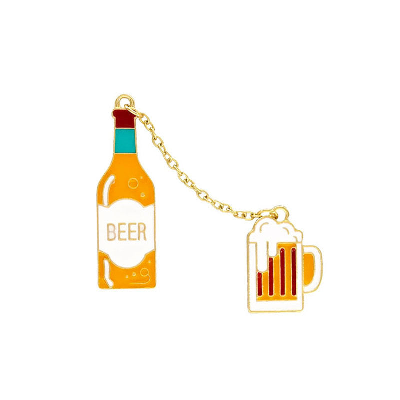 Lot de 2 Pin's Broche Email | Bière et Verre de Bierre | Humour | Kawaii Mignon