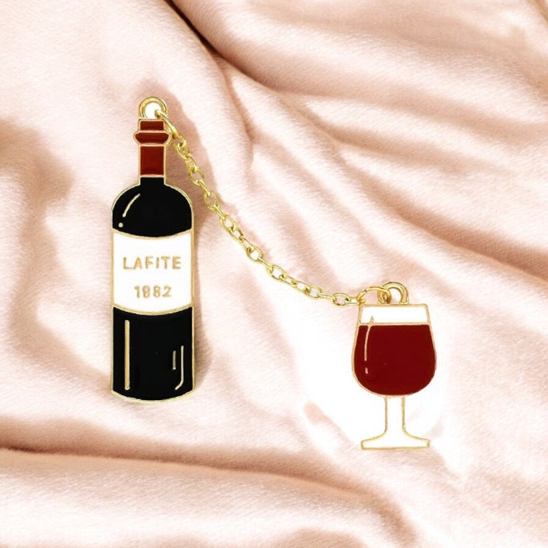 Lot de 2 Pin's Broche Email | Vin et Verre Vin | Humour | Kawaii Mignon