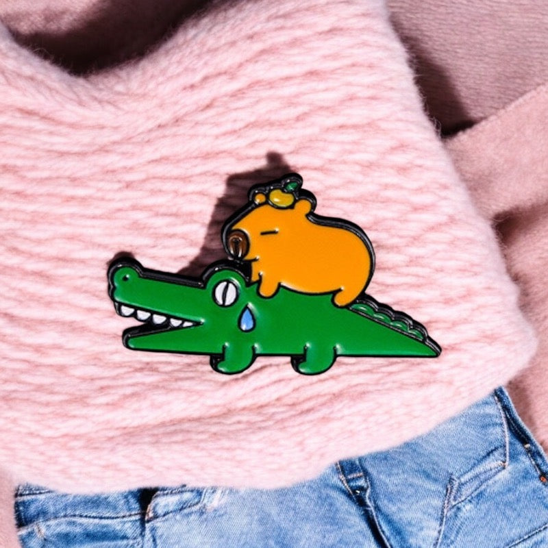 Pin's Broche Email | Cappy et Crocodile | Meilleurs Amis | Kawaii | Fun | Humour Mignon