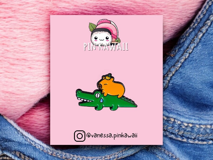 Pin's Broche Email | Cappy et Crocodile | Meilleurs Amis | Kawaii | Fun | Humour Mignon