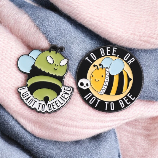 Email Brooch Pin | Cartoon Bee | Bee Mine Word Game, Let it Bee | Kawaii | Cute Humor Fun