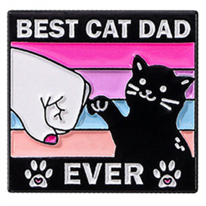 Pin's Broche Email | Best Cat Dad Ever | Meilleur Père Chat | Amoureux des Chats | Kawaii Dessin Animé