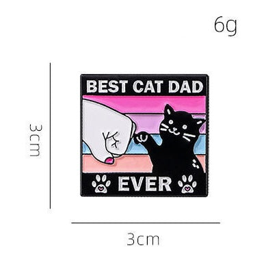 Pin's Broche Email | Best Cat Dad Ever | Meilleur Père Chat | Amoureux des Chats | Kawaii Dessin Animé