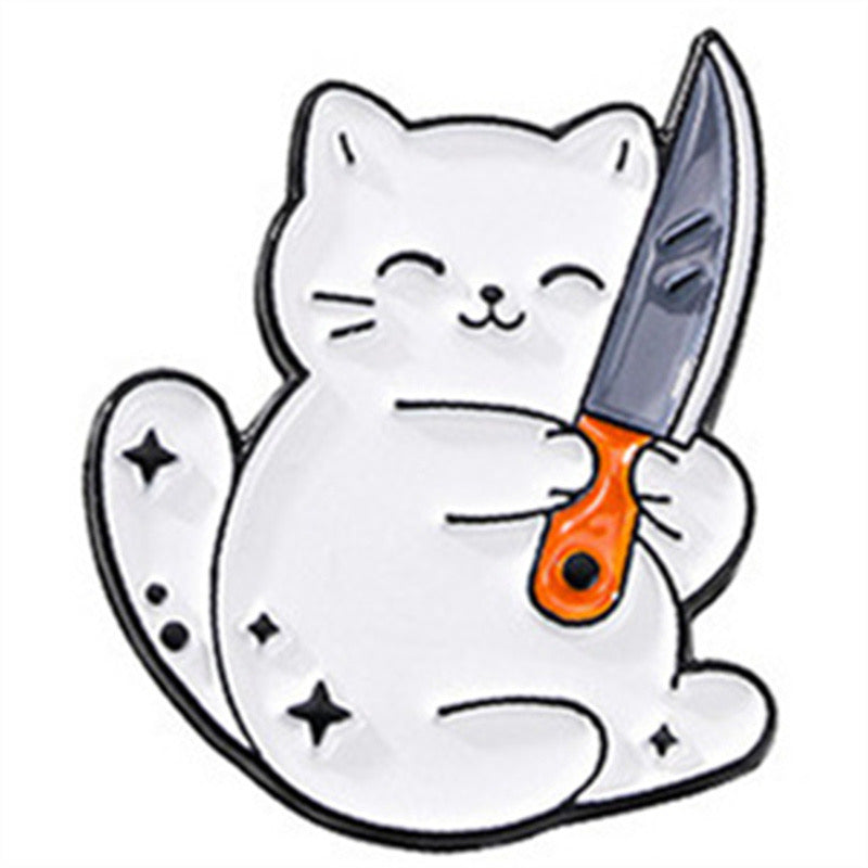 Pin's Broche Email | Chat Couteau | Chat | Cute Mignon | Humour Fun | Kawaii