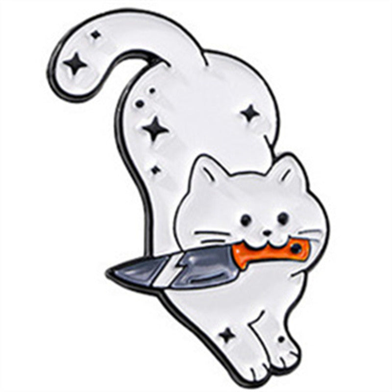 Pin's Broche Email | Chat Couteau | Chat | Cute Mignon | Humour Fun | Kawaii