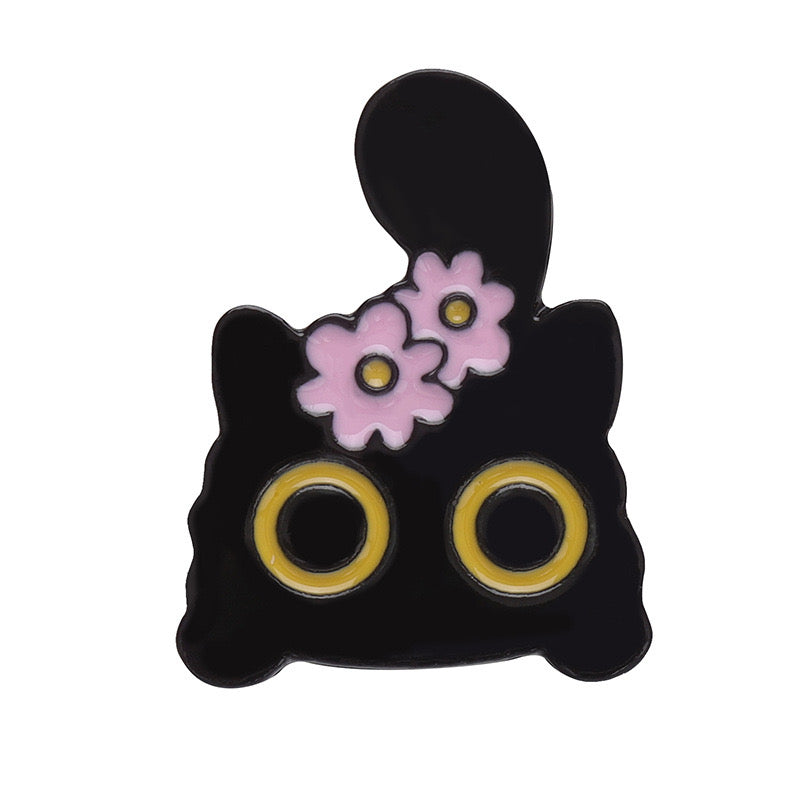 Pin's Broche Email | Chats Fleurs sur la tête | Chaton Mignon | Kawaii | Fun | Humour