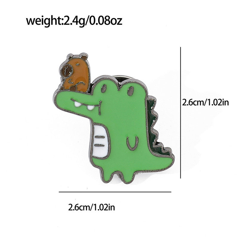 Pin's Broche Email | Cappy et Crocodile ou Fraise | Meilleurs Amis | Kawaii | Fun | Humour Mignon