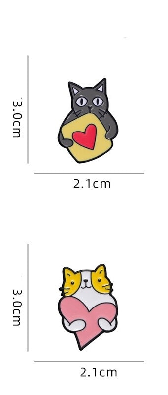 Pin's Broche Email |Chats Coeur | Amoureux des Chats | Kawaii Mignon