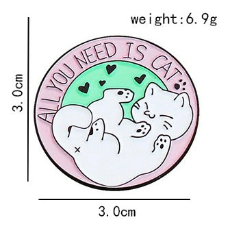 Pin's Broche Email | All You Need Is Cats | Coeur | Amoureux des Chats | Kawaii Mignon