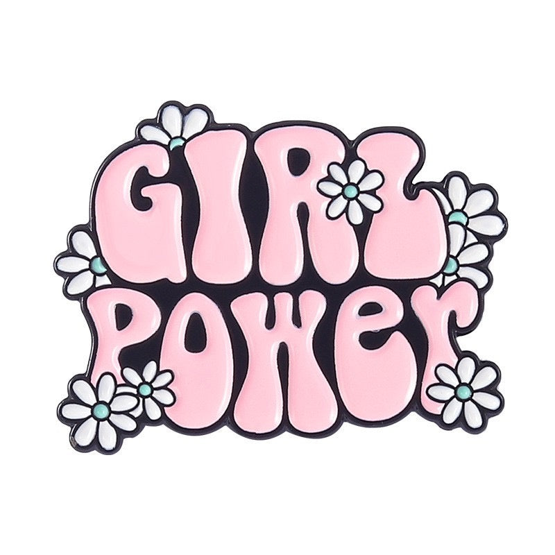 Pin’s féministe Girl Power rose | Pin fleuri kawaii