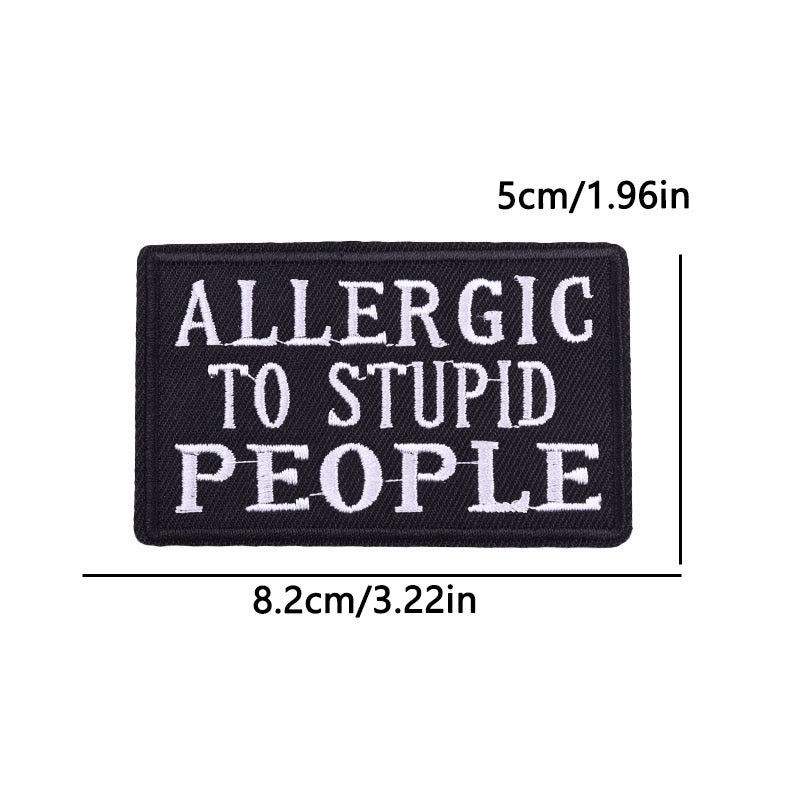 Tissu Broderie | Patch Ecusson Thermocollant l | Allergic to stupid People | Kawaii | Mignon Humour